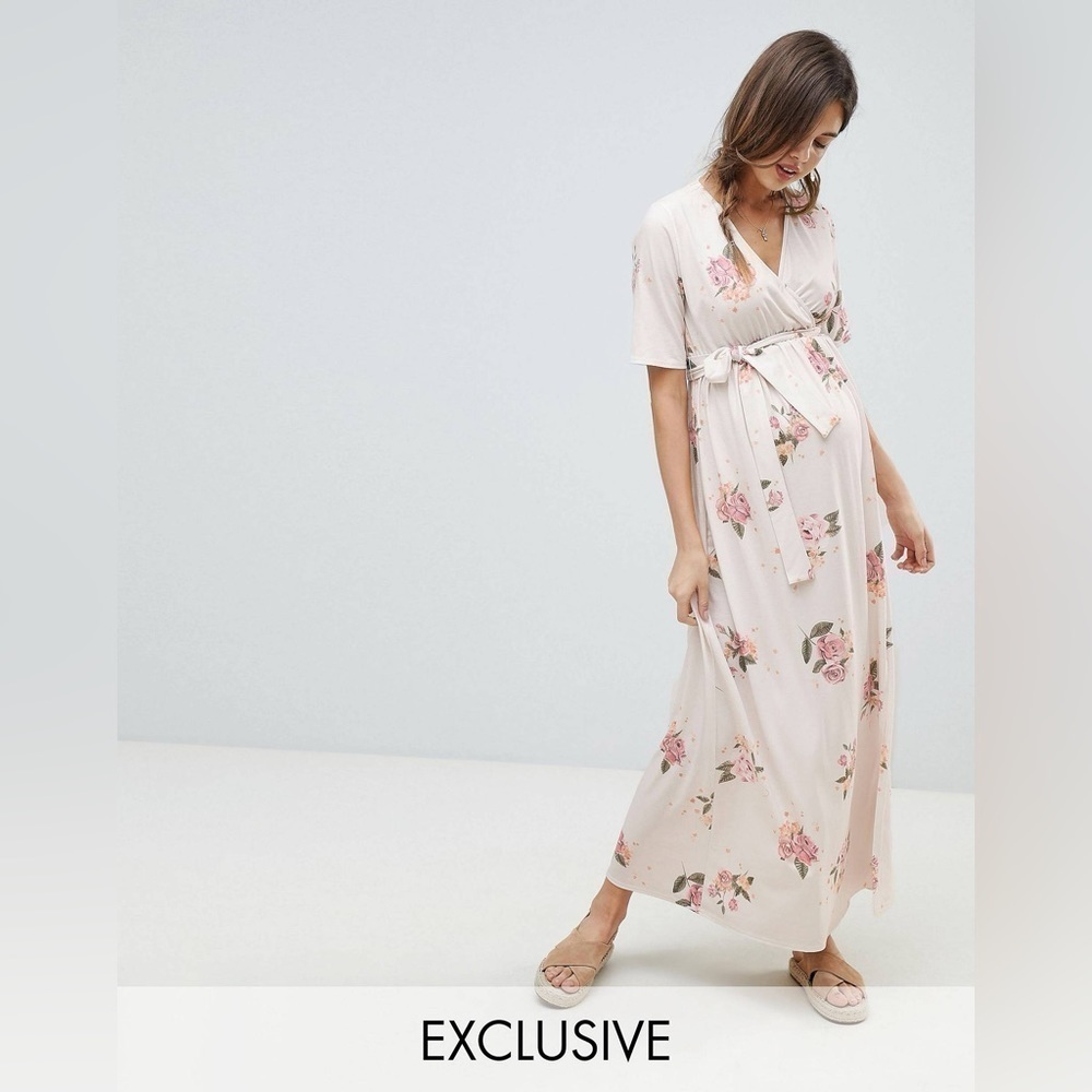 NWT ASOS DESIGN Maternity nursing wrap maxi dress in floral print Size 2US